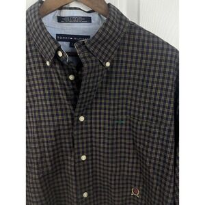 Tommy‎ Hilfiger Shirt Mens Large Plaid Button Down Crest Pocket Classic